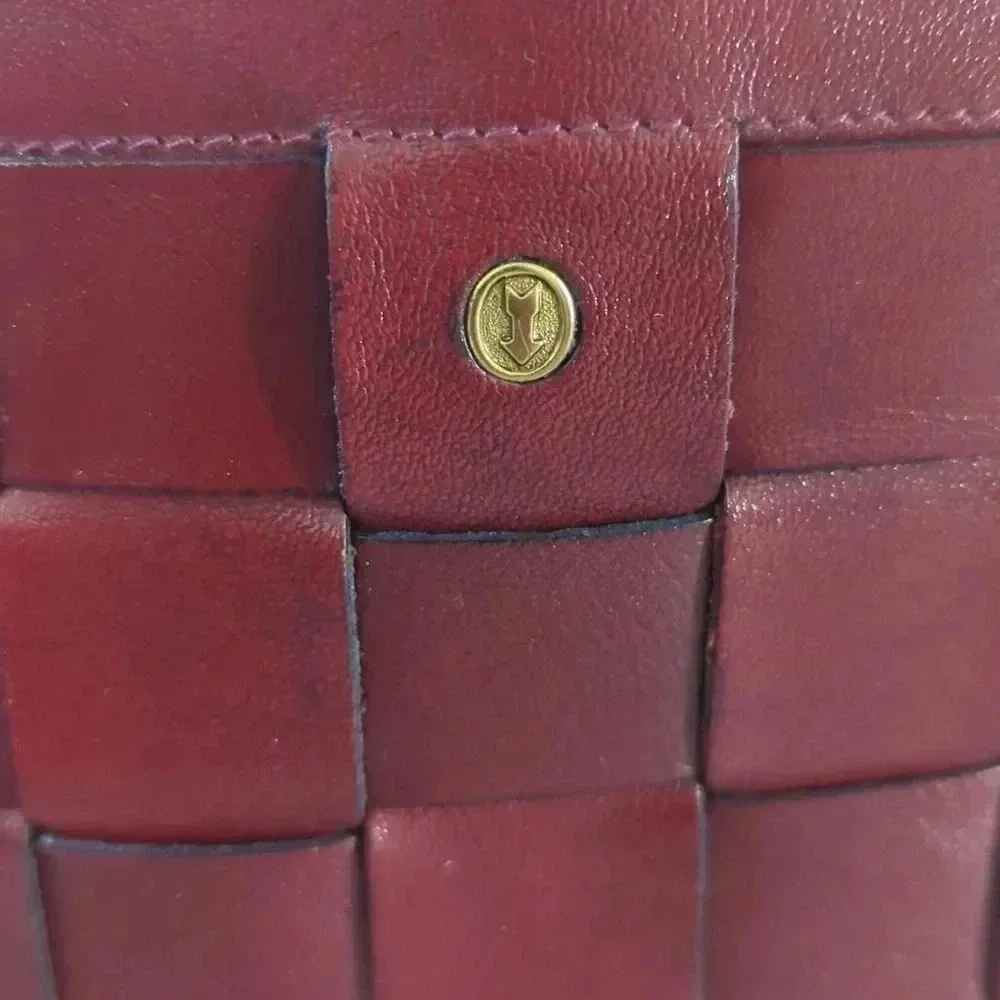GoldPfeil Burgundy Leather Clutch Zipper Closure Vintages W. Germany - Picture 5 of 12